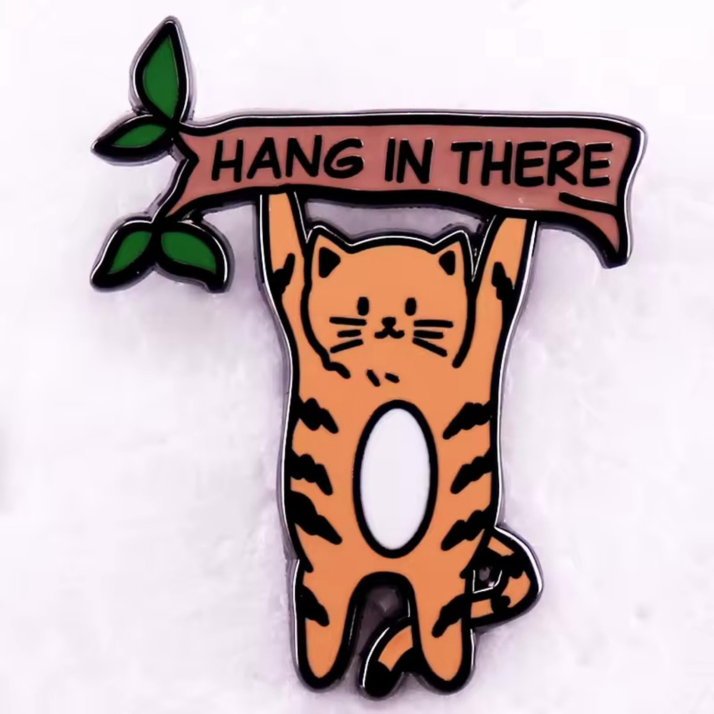 Cute Motivational Cat 'Hang In There' Enamel Pin
